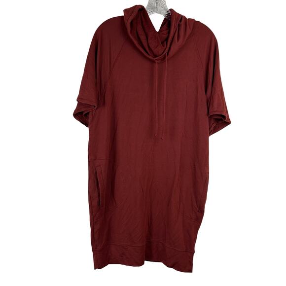 Prana Sweatshirt Dress Size Small Burgundy Hooded Pockets Casual  Modal - Picture 2 of 8